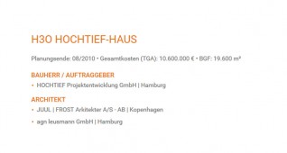 Eckdaten zum Projekt H3O Hochtief-Haus
